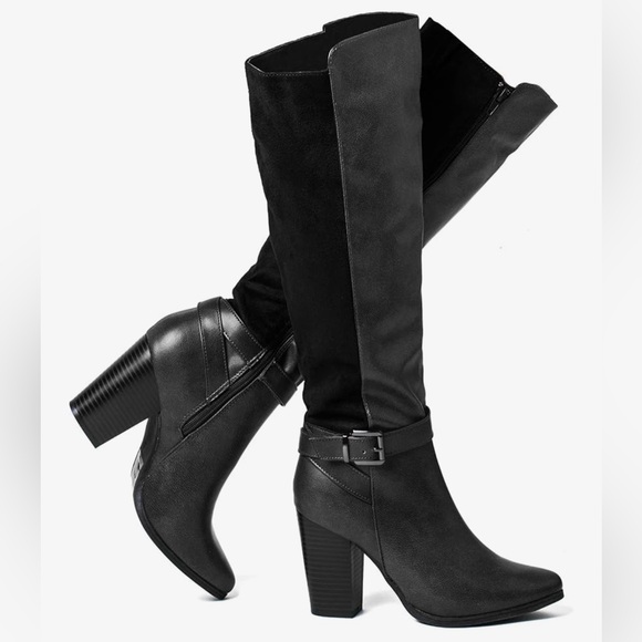 Katliu Shoes - Black Women's Mid-Calf Heeled Boots